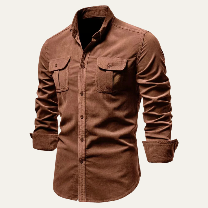 La chemise en velours côtelé décontractée ajustée pour homme Crestbrook