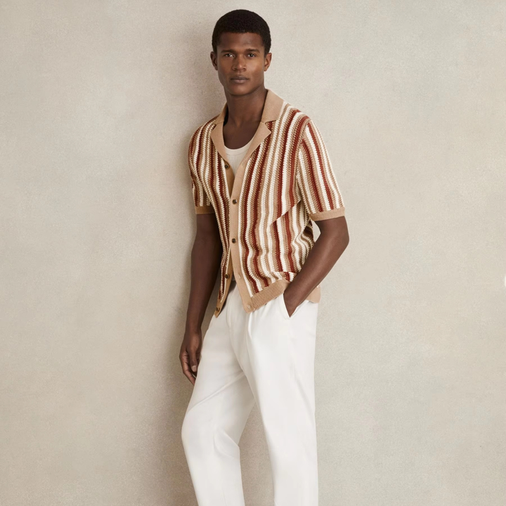 La Chemise Boutonnée Tricotée à Rayures Vintage pour Homme Cedar Ridge