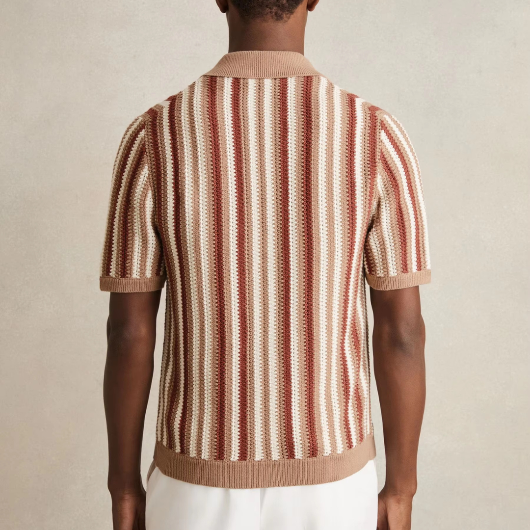 La Chemise Boutonnée Tricotée à Rayures Vintage pour Homme Cedar Ridge