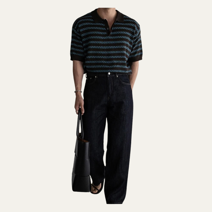Le Polo en Maille Rayé à Col Rabattu pour Homme Brunello