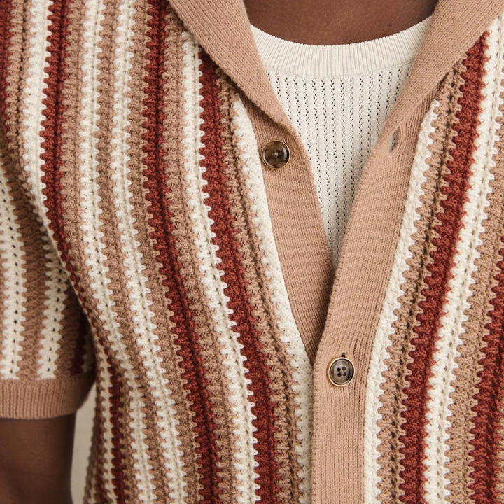 La Chemise Boutonnée Tricotée à Rayures Vintage pour Homme Cedar Ridge