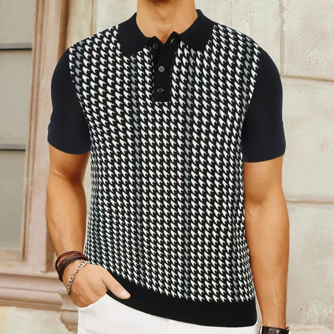 Le Polo Tricot à Motif Contrasté pour Homme Amarone