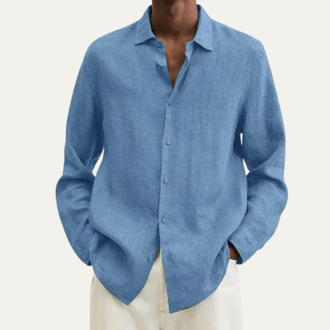 La chemise en lin-coton respirant pour homme Alderhill avec col rabattu