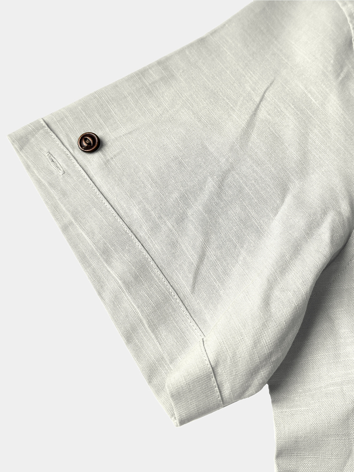 Chemise Homme Henley en Coton et Lin à Col Mao Manches Courtes