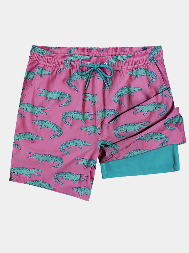 Short de Bain Homme à Imprimé Fun Séchage Rapide avec Poches Zippées