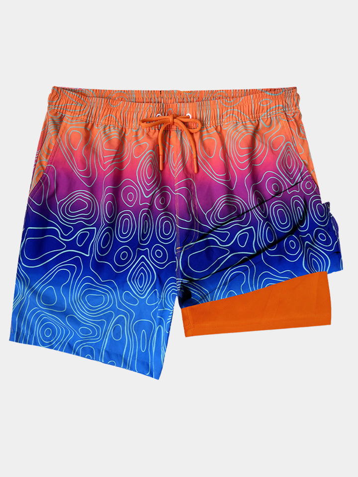 Short de Bain Homme à Imprimé Fun Séchage Rapide avec Poches Zippées