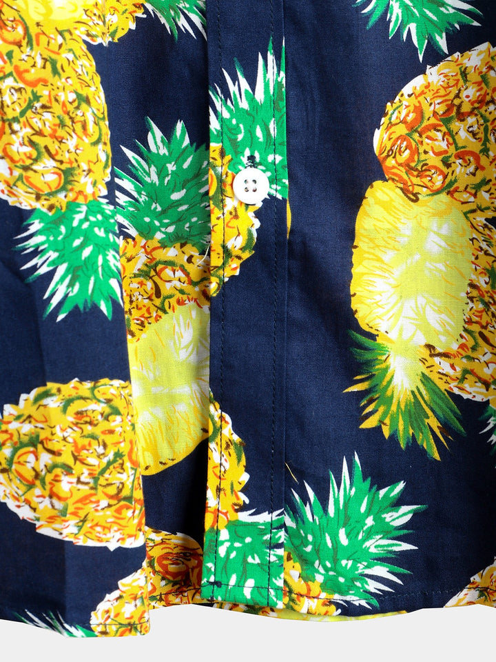 Chemises en coton ananas à manches courtes pour hommes