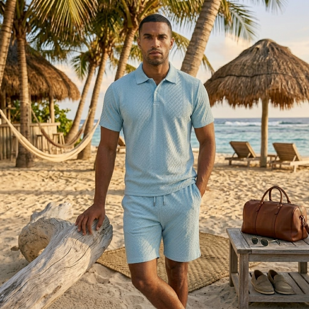 Le Set Polo &amp; Shorts Jacquard d&