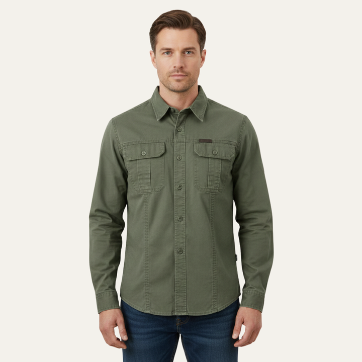 La chemise cargo en coton à poches multiples unie pour hommes Ashton Ridge