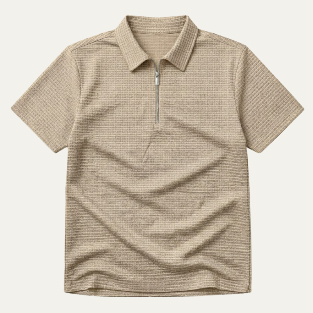 Le Polo à Col Zippé en Maille Waffle pour Hommes Ravenswood