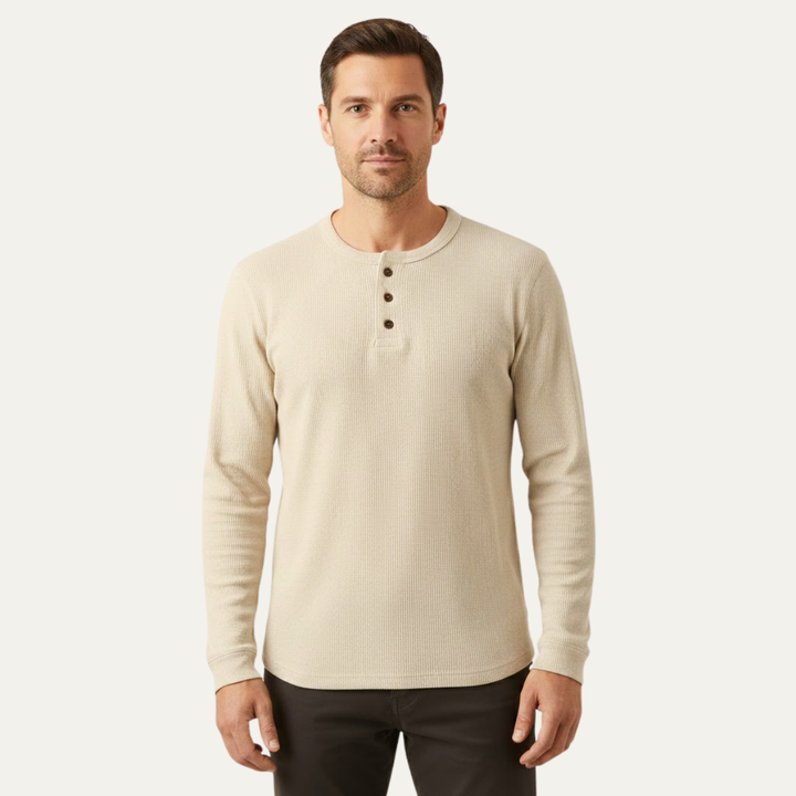 La chemise Henley thermique en coton à mailles de la Glenhurst Park pour hommes, coupe slim