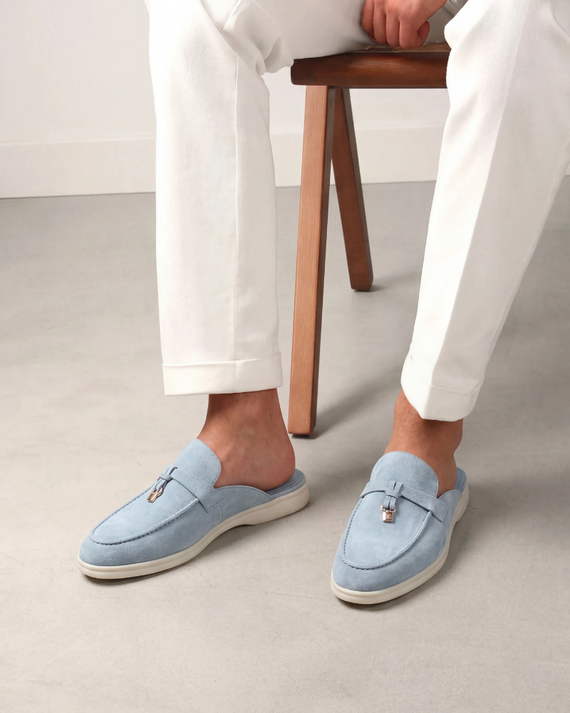 Mule Méditerranéenne Suède Bleu Ciel