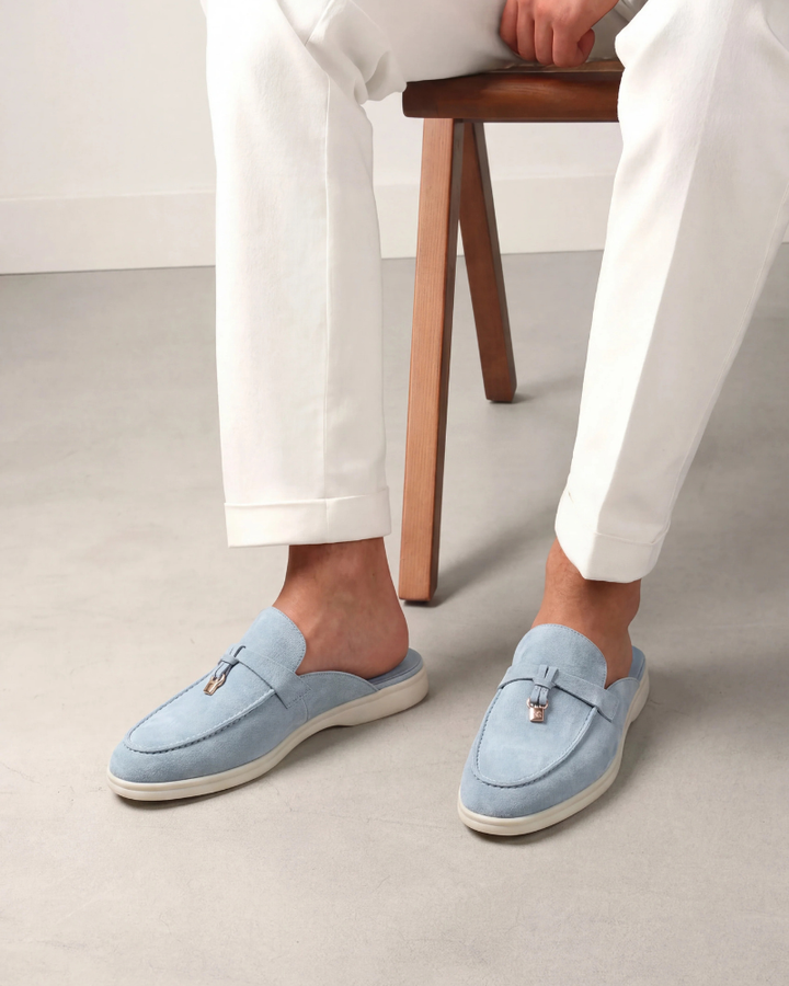 Mule Méditerranéenne Suède Bleu Ciel
