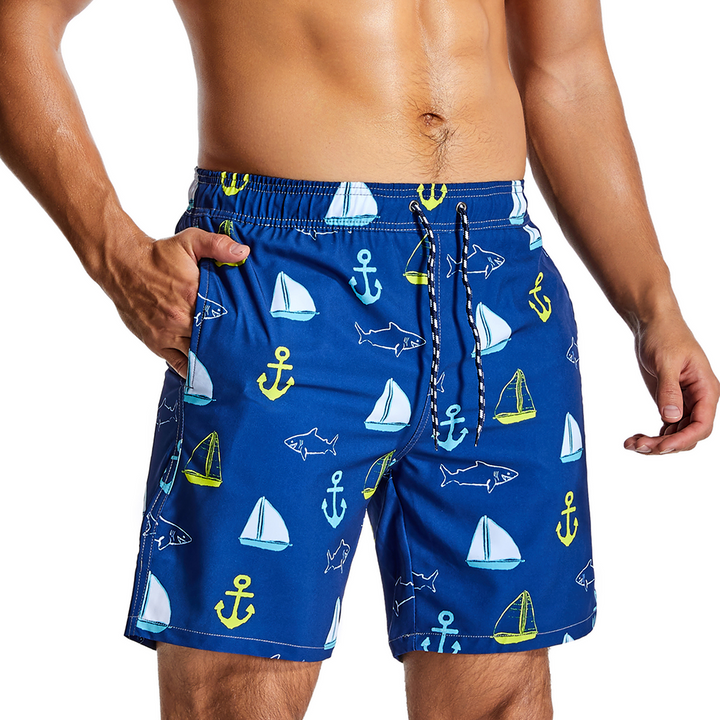 Maillot de bain à séchage rapide pour homme avec imprimé ancre de voile