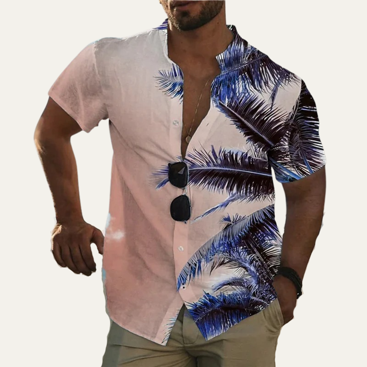 La chemise de plage hawaïenne à imprimé noix de coco tropical pour hommes Cedarforest