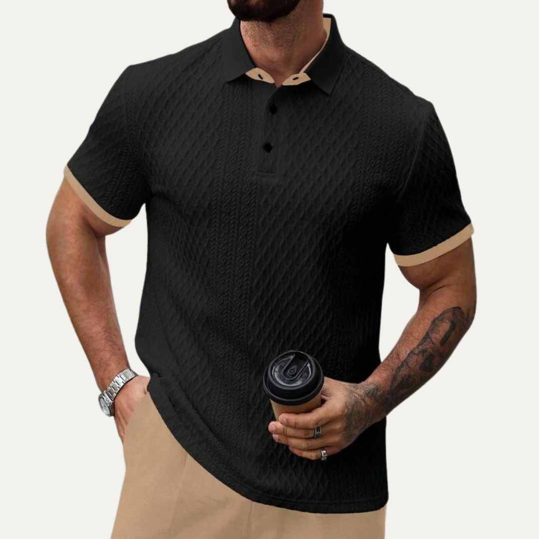Le Polo Élégant Texturé pour Homme Cedarcrest Park avec Col Contrasté