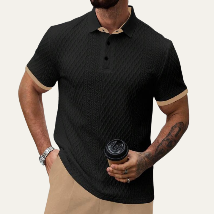Le Polo Élégant Texturé pour Homme Cedarcrest Park avec Col Contrasté