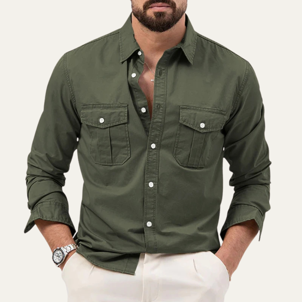 La chemise à boutons rétro unie pour homme Brookwater