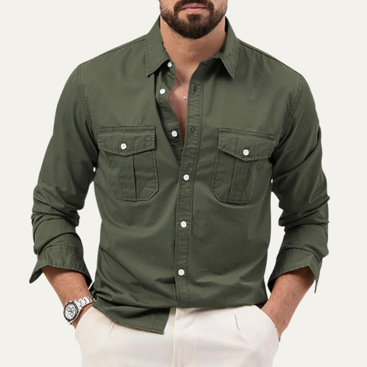 La chemise à boutons rétro unie pour homme Brookwater