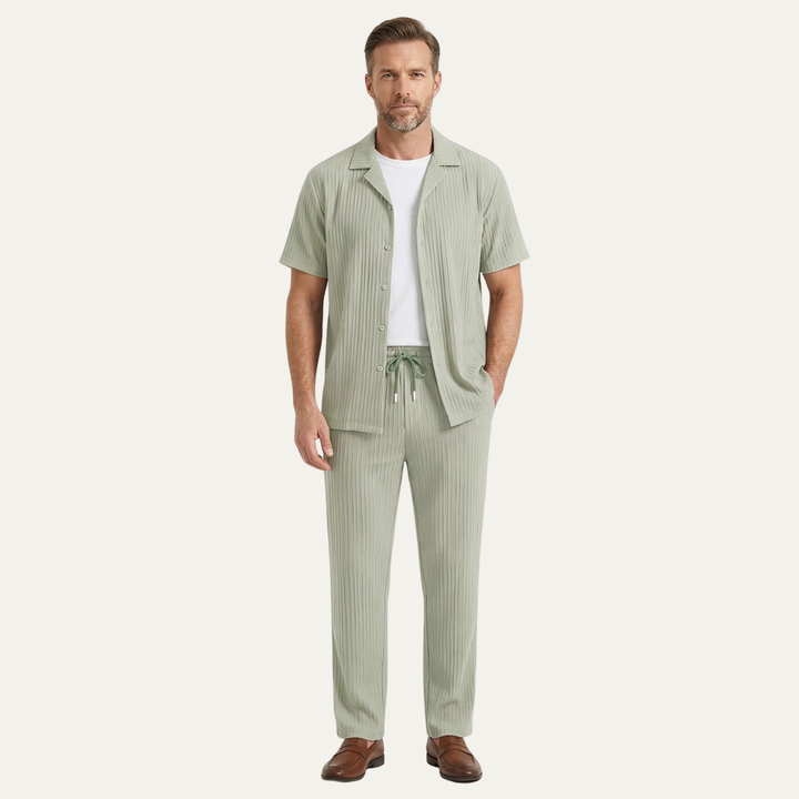 Le Set Deux Pièces en Lin pour Homme Dervio – Chemise Légère à Boutons &amp; Pantalons Décontractés