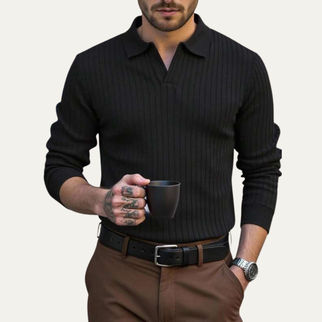 Le Polo à Manches Longues en Tricot Côtelé pour Hommes Ironcrest Hill
