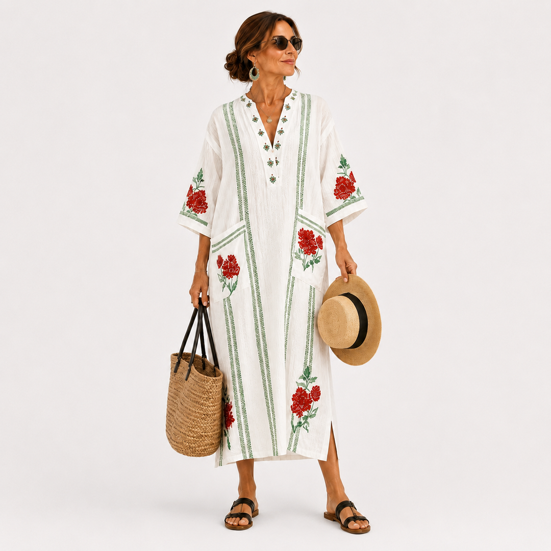 Caftan Elena Blanc Roses
