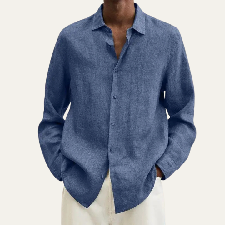 La chemise en lin-coton respirant pour homme Alderhill avec col rabattu