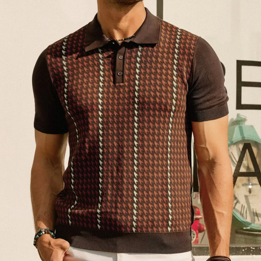 Le Polo Tricot à Motif Contrasté pour Homme Amarone
