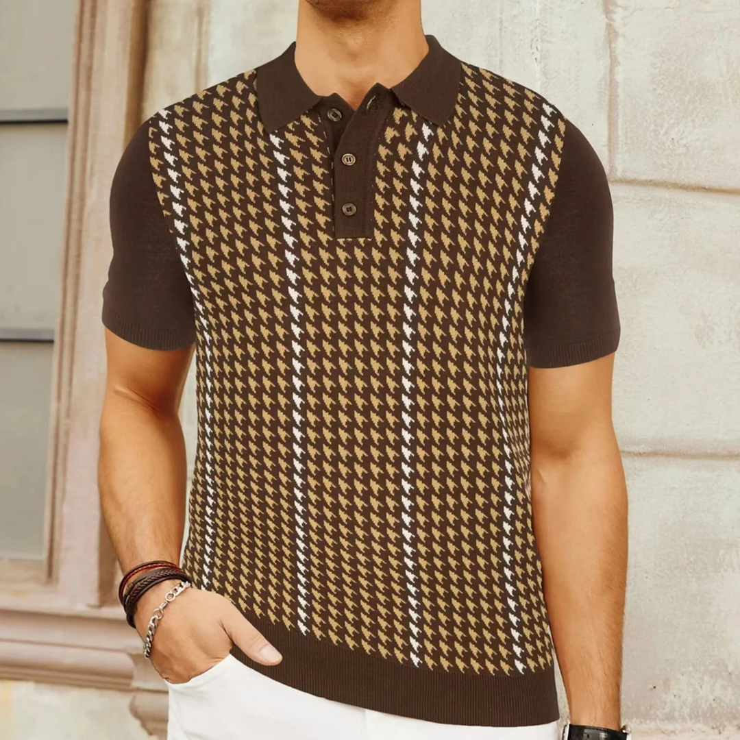Le Polo Tricot à Motif Contrasté pour Homme Amarone