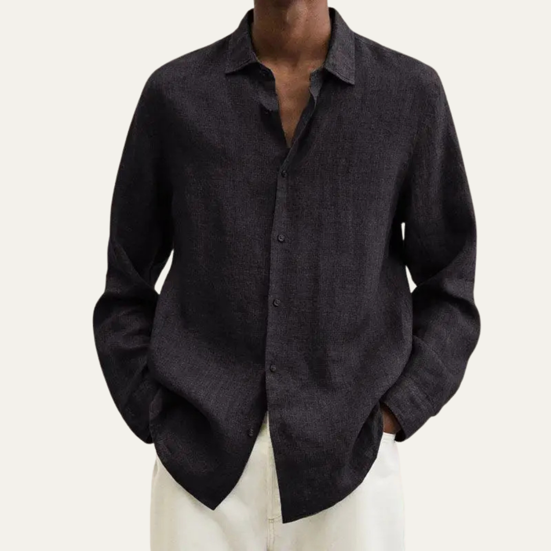 La chemise en lin-coton respirant pour homme Alderhill avec col rabattu