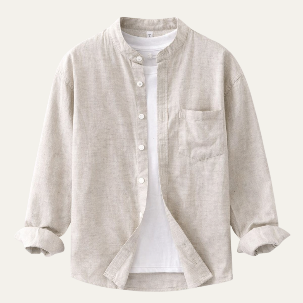 La chemise en coton-lin à col mandarin pour homme Ashmont Ridge, coupe décontractée