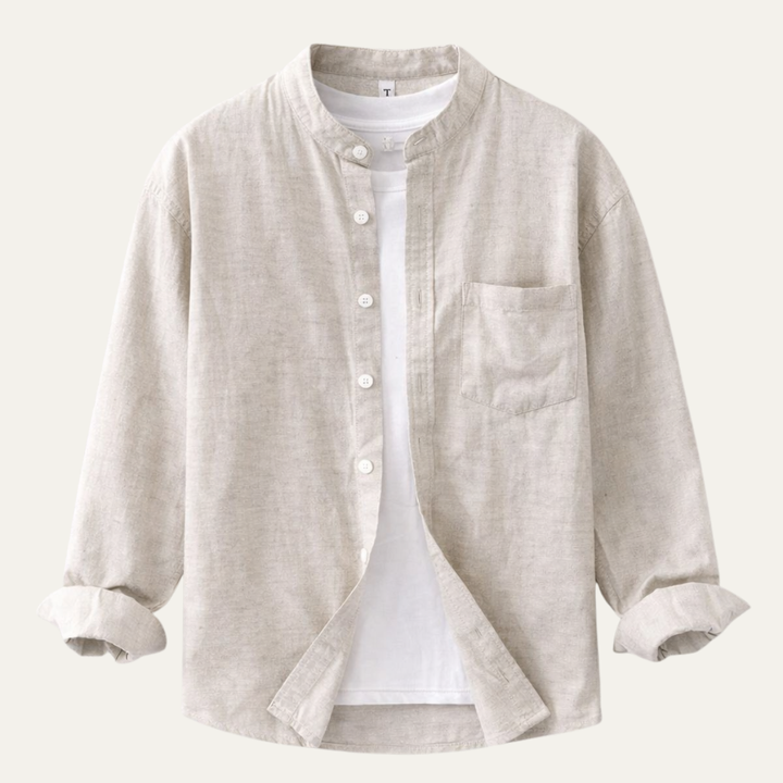La chemise en coton-lin à col mandarin pour homme Ashmont Ridge, coupe décontractée