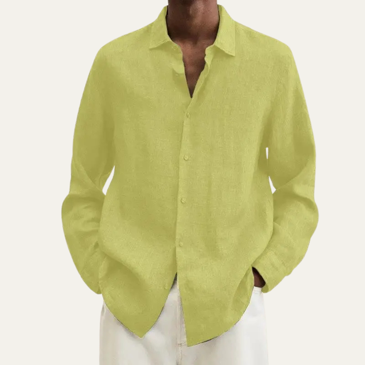 La Chemise en Lin Coton Respirante pour Hommes Glenford avec Col Rabattu