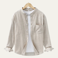 La chemise en coton-lin à col mandarin pour homme Ashmont Ridge, coupe décontractée