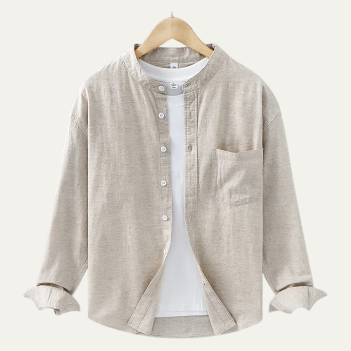 La chemise en coton-lin à col mandarin pour homme Ashmont Ridge, coupe décontractée
