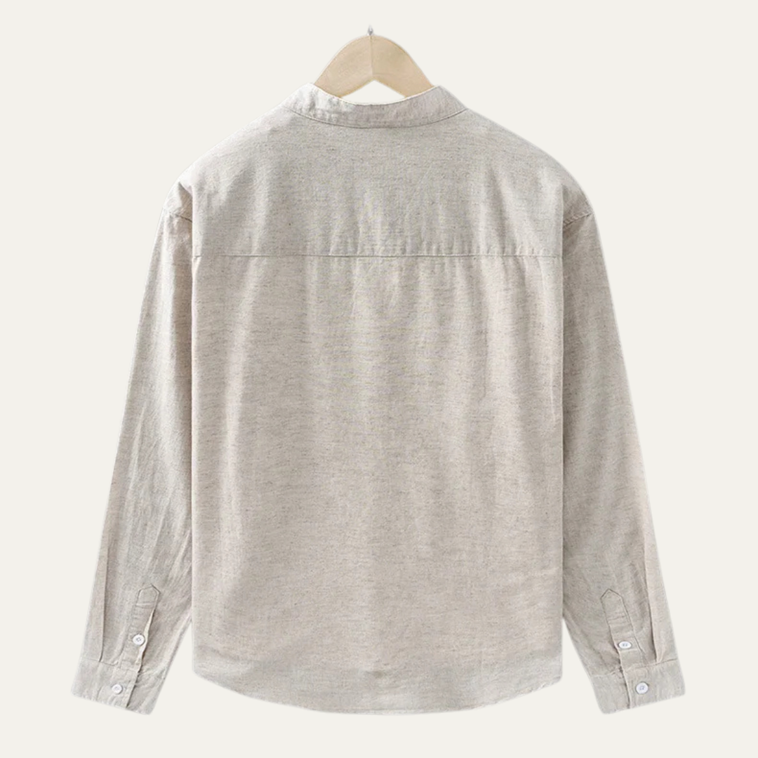 La chemise en coton-lin à col mandarin pour homme Ashmont Ridge, coupe décontractée