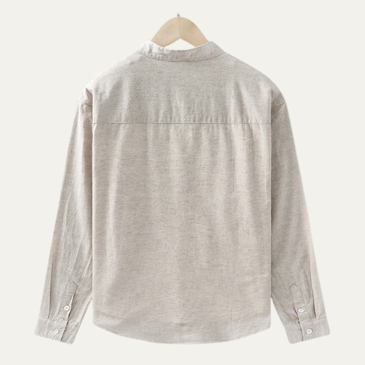 La chemise en coton-lin à col mandarin pour homme Ashmont Ridge, coupe décontractée