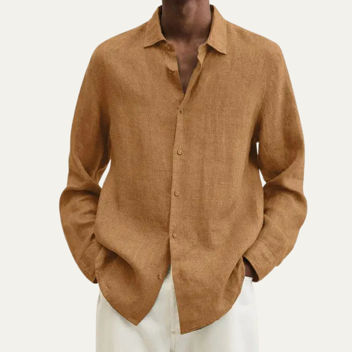 La Chemise en Lin Coton Respirante pour Hommes Glenford avec Col Rabattu