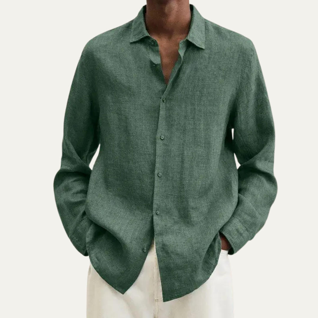 La Chemise en Lin Coton Respirante pour Hommes Glenford avec Col Rabattu