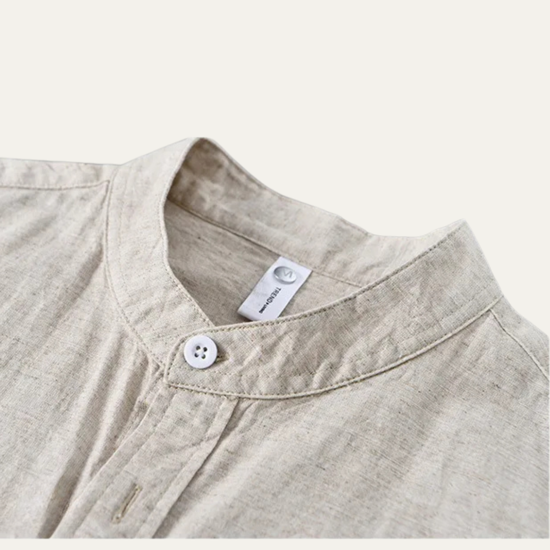 La chemise en coton-lin à col mandarin pour homme Ashmont Ridge, coupe décontractée