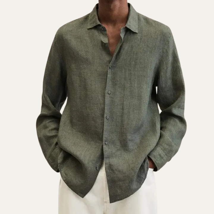 La Chemise en Lin Coton Respirante pour Hommes Glenford avec Col Rabattu
