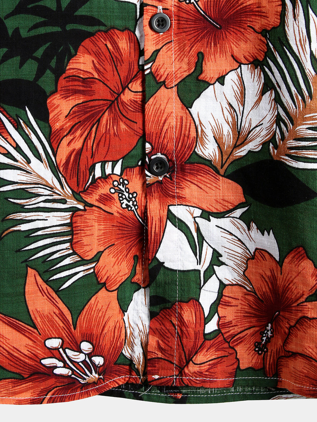 Chemise à Manches Courtes d'Hawaï avec Fleurs Vertes pour Homme