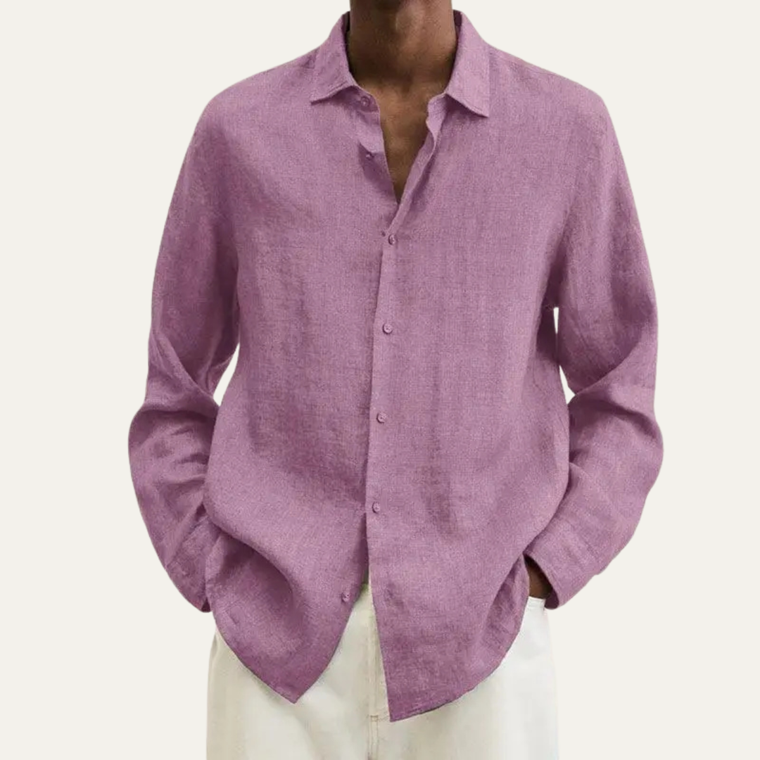 La chemise légère en lin-coton pour homme Stonecrest avec col rabattu