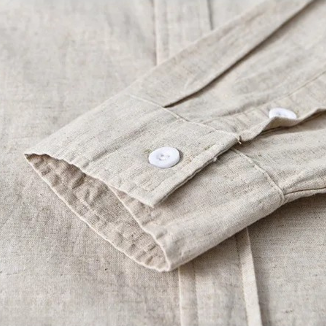 La chemise en coton-lin à col mandarin pour homme Ashmont Ridge, coupe décontractée