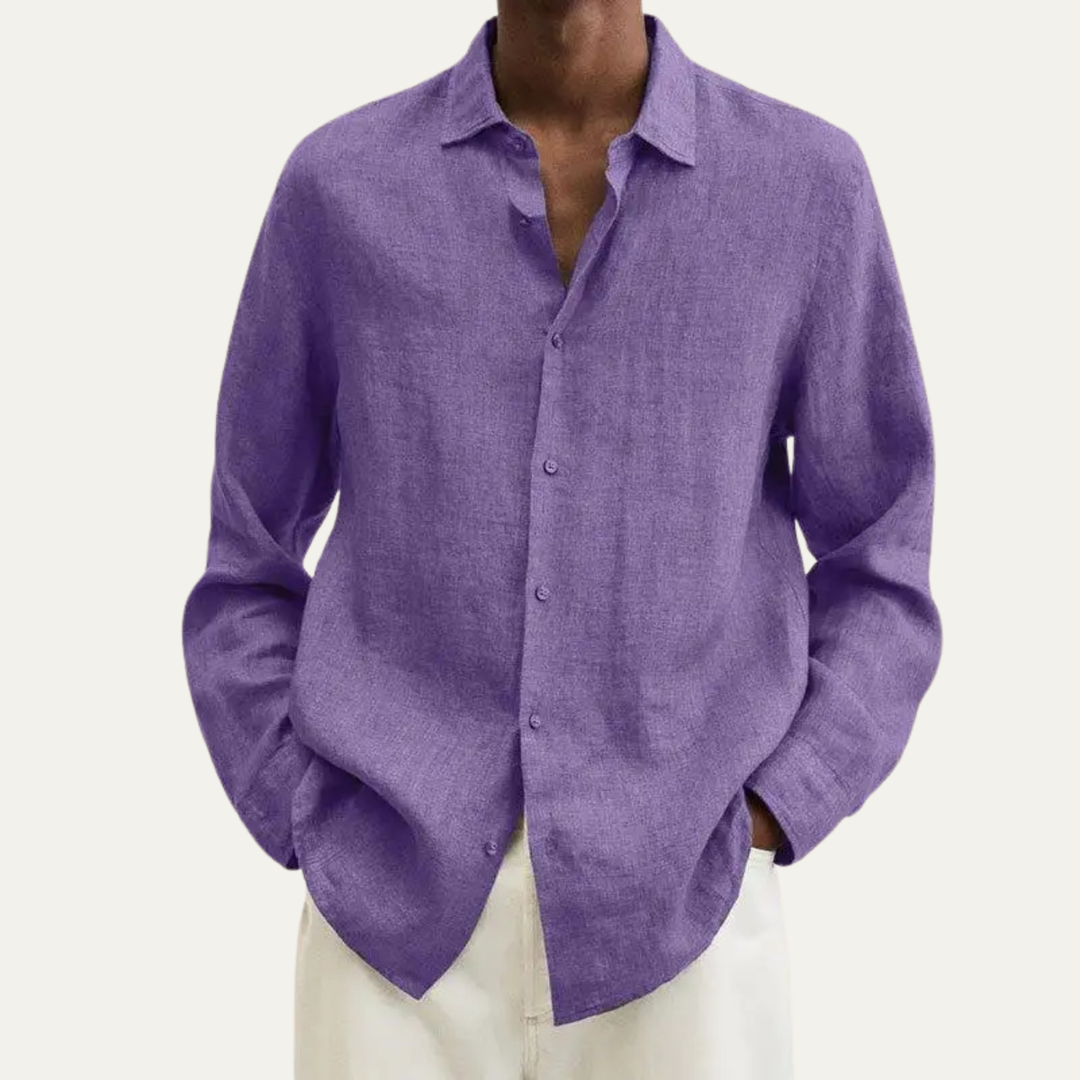 La chemise légère en lin-coton pour homme Stonecrest avec col rabattu