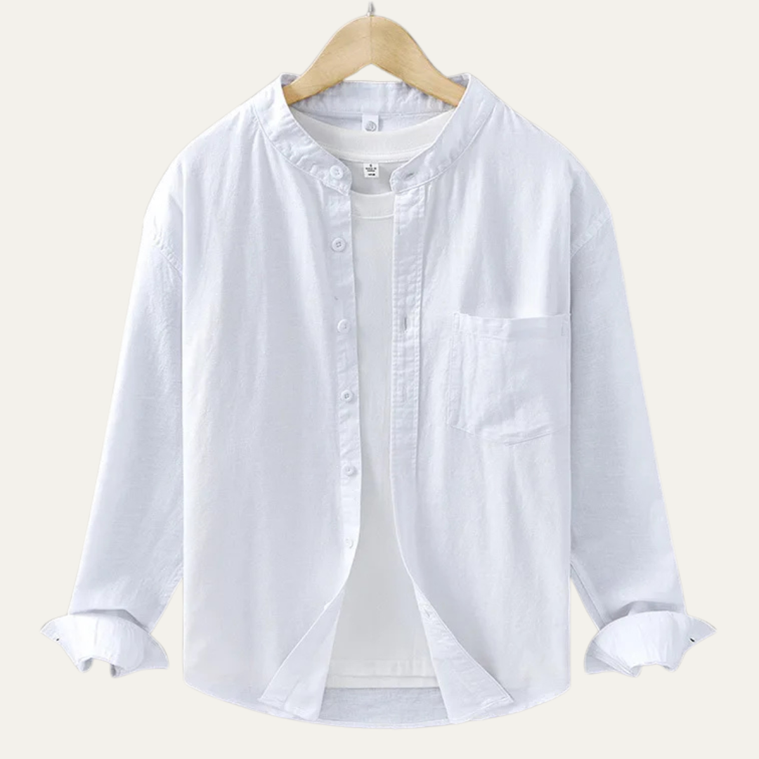 La chemise en coton-lin à col mandarin pour homme Ashmont Ridge, coupe décontractée