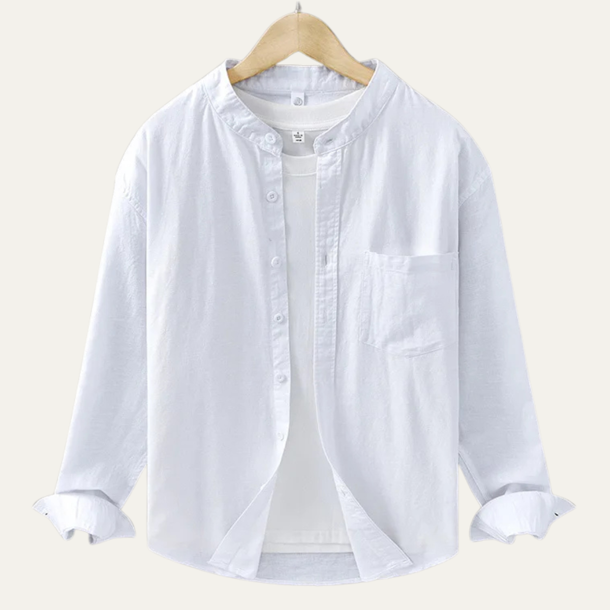 La chemise en coton-lin à col mandarin pour homme Ashmont Ridge, coupe décontractée