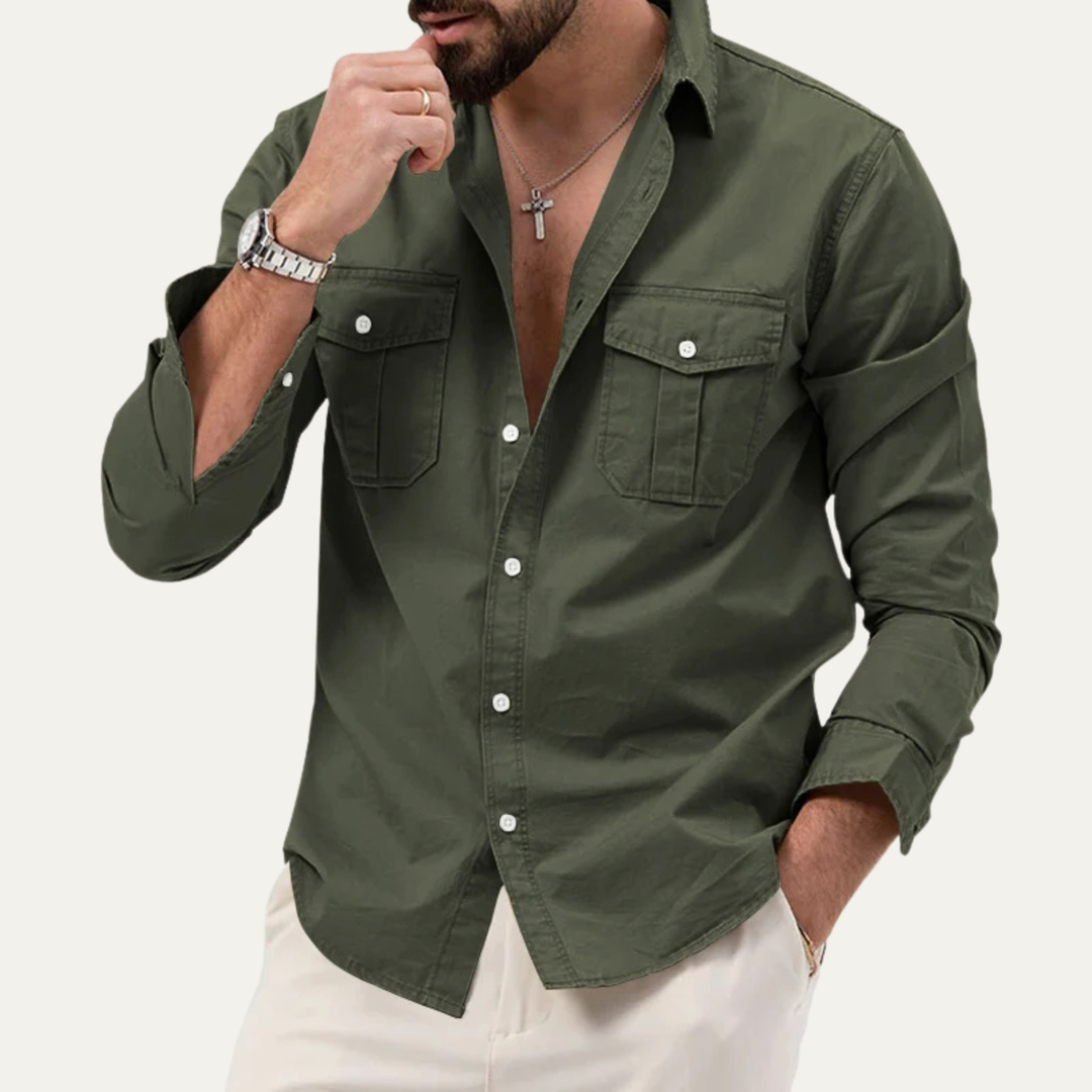 La chemise à boutons rétro unie pour homme Brookwater
