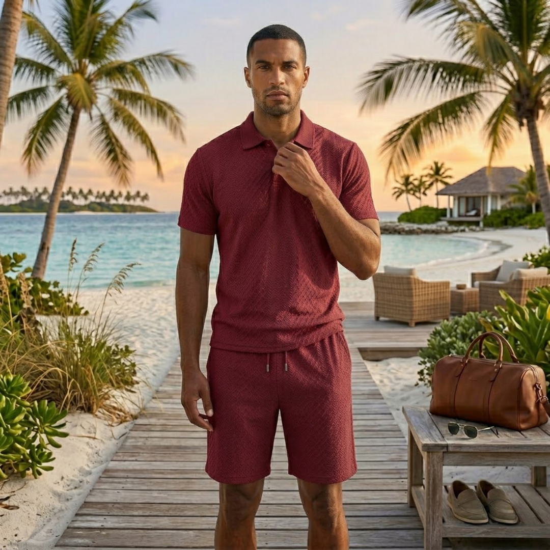 Le Set Polo &amp; Shorts Jacquard d&