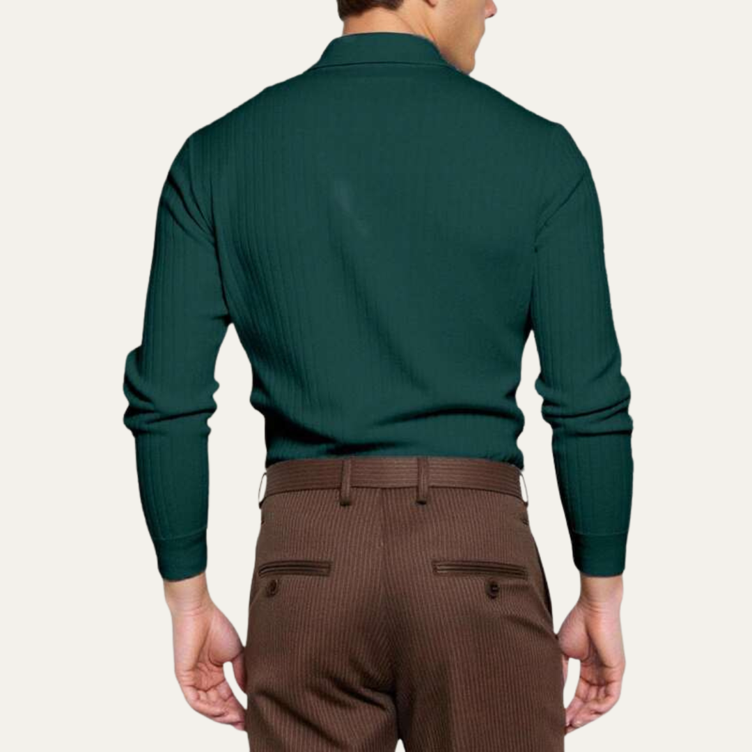Le Polo à Manches Longues en Maille Côtelée Tendance pour Hommes Oakpark